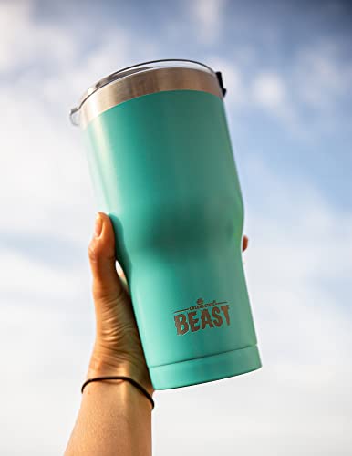 Beast 30 oz Tumbler Stainless Steel Vacuum Insulated Coffee Ice Cup Double Wall Travel Flask (Aquamarine Blue)