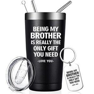 fufandi brother gifts from sister, brother – funny birthday gifts for brother – friendship presents for brothers from big brother, siblings, brother in law – vacuum insulated tumbler cup 20oz