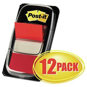 post-it flags 680-rd12 marking page flags in dispensers, red, 50 flags/dispenser, 12 dispensers/pack