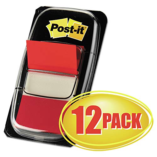 Post-it Flags 680-RD12 Marking Page Flags In Dispensers, Red, 50 Flags/dispenser, 12 Dispensers/pack