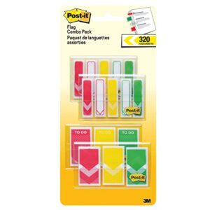 post-it prioritization flags value pack, arrow, 320 total flags.94 in and .47 in wide, red, yellow, green (682-ryg-va)