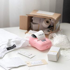 Phomemo M110 Label Maker- Portable Mini Bluetooth Thermal Label Printer Apply to Labeling, Office, Cable, Retail, Barcode and More, Compatible with Android & iOS System, with 1 40×30mm Label, Pink