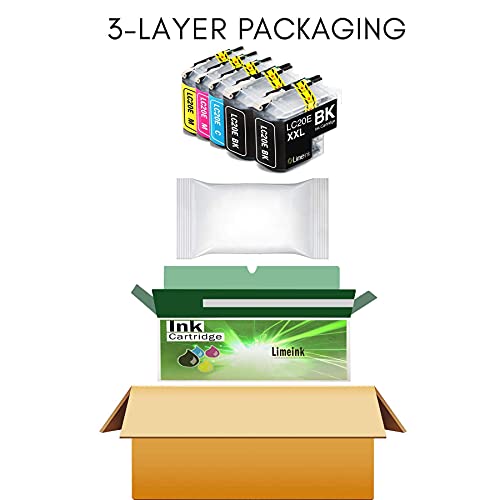 Limeink Compatible Ink Cartridges Replacement for Brother LC20e Ink Cartridges LC20e for Brother Printer Ink MFC-J985DW J5920DW J775DW J985DWXL for Brother LC20em Ink Cartridge (BK/C/M/Y) 5 Pack