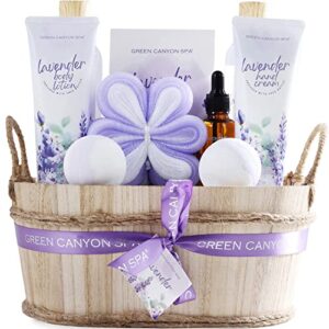 spa gift baskets for women 11pcs lavender bath gift set with body lotion, essential oil, ideal gifts for women, holiday gifts box for mother’s day birthday christmas valentine’s day, spa gifts for mom