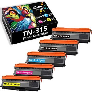 5-pack colorprint compatible toner cartridge replacement for brother tn315 tn-315 tn315bk tn315c tn315m tn315y hl-l8350cdw hl-4150cdn hl-l8250cdn hl-4570cdw mfc l8650cdw 9460cdn printer (2bk,1c,1m,1y)