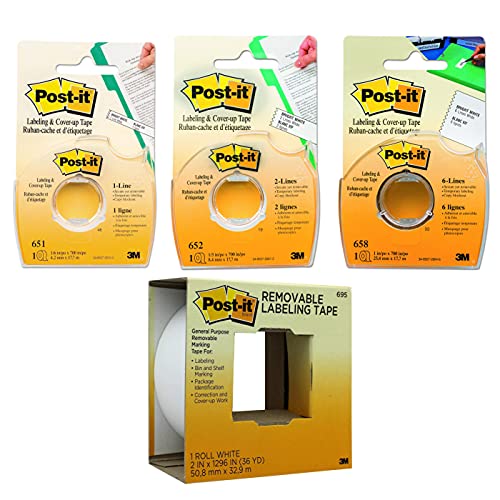 Post-it 651 Labeling & Cover-Up Tape, Non-Refillable, 1/6-Inch X 700-Inch Roll