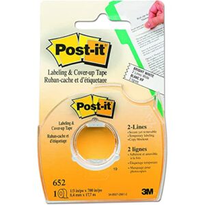 Post-it 651 Labeling & Cover-Up Tape, Non-Refillable, 1/6-Inch X 700-Inch Roll