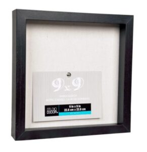 studio decor heavy duty wood frame 1″ depth shadow box display case nursery wedding graduation (black, 9″x9″)
