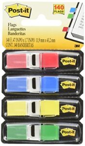 3m post-it flags in dispensers, 1/2 x 1-3/4, 35/color, 4 colors/pack (mmm6834)