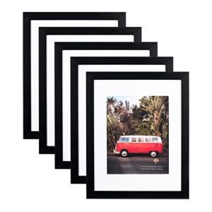 scholartree black 11×14 picture frames set of 5, display 11×14 without mat or 8×10 with mat，wall gallery photo frames