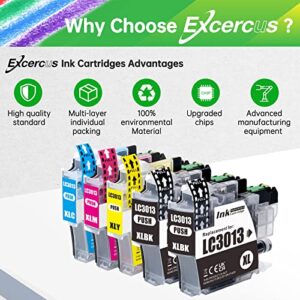 EXCERCUS 5 Pack Compatible Ink Cartridge Replacement for Brother LC3013 LC3011 LC-3013 High Yield Compatible with MFC-J491DW MFC-J497DW MFC-J895DW MFC-J690DW (2 Black,1 Cyan, 1 Magenta, 1 Yellow)