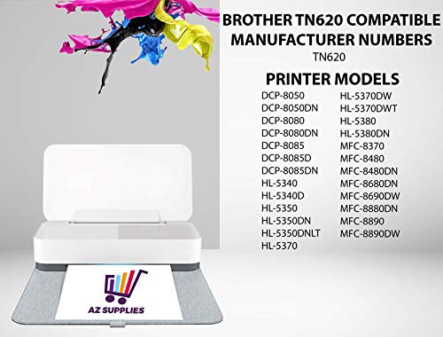 AZ SUPPLIES Compatible Toner Cartridge Replacement for Brother TN620 DCP-8050DN-8080DN-8085D-8085DN HL-5340D-5350DNLT-5370DW-5370DWT-5380DN MFC-8370-8480DN-8680DN-8690DW-8880DN-8890DW Black 2 Packs