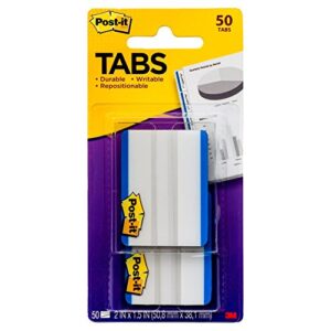 post-it tabs, 2 in, solid, blue, 25 tabs/on-the-go dispenser, 2 dispensers/pack (686f-50bl)