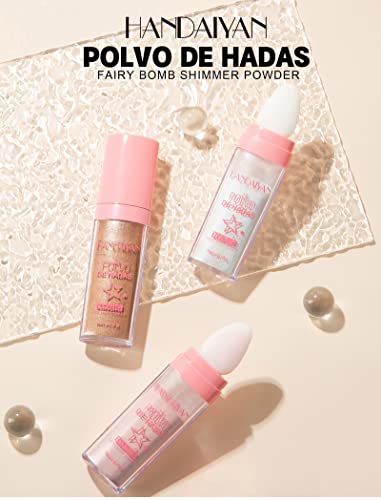 3 Color Polvo De Hadas Fairy Highlight Patting Powder Highlighter Body Brightens the Natural Three-dimensional Face Powder Blusher (Trio)