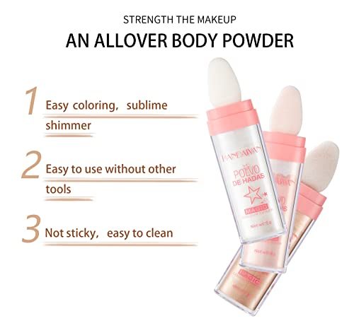 3 Color Polvo De Hadas Fairy Highlight Patting Powder Highlighter Body Brightens the Natural Three-dimensional Face Powder Blusher (Trio)