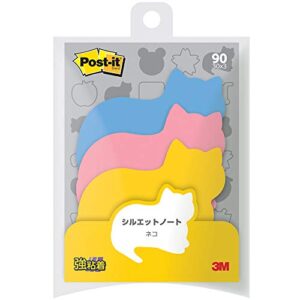 post-it sss-ner strong adhesive sticky notes, silhouette design, cats, 2.0 x 2.7 inches (52 x 69 mm), 30 sheets x 3 pads