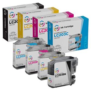 LD Compatible Ink Cartridge Replacement for Brother LC203 High Yield (Black, Cyan, Magenta, Yellow, 4-Pack)