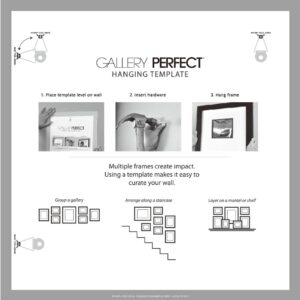 Gallery Perfect 9 Piece Black Square Photo Frame Gallery Wall Kit with Decorative Art Prints & Hanging Template