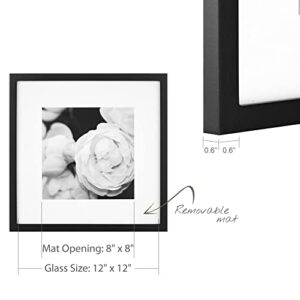 Gallery Perfect 9 Piece Black Square Photo Frame Gallery Wall Kit with Decorative Art Prints & Hanging Template