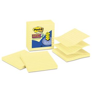 post-it r440ywss pop-up notes refill, lined, 4 x 4, canary yellow, 90-sheet, 5/pack
