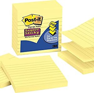 Post-It R440ywss Pop-Up Notes Refill, Lined, 4 X 4, Canary Yellow, 90-Sheet, 5/Pack