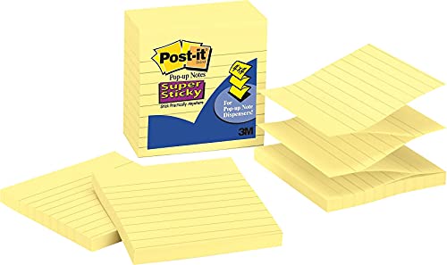 Post-It R440ywss Pop-Up Notes Refill, Lined, 4 X 4, Canary Yellow, 90-Sheet, 5/Pack