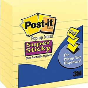 Post-It R440ywss Pop-Up Notes Refill, Lined, 4 X 4, Canary Yellow, 90-Sheet, 5/Pack