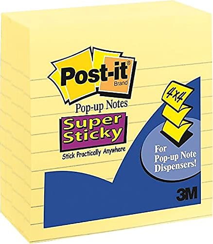 Post-It R440ywss Pop-Up Notes Refill, Lined, 4 X 4, Canary Yellow, 90-Sheet, 5/Pack