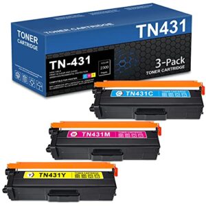 nucala tn-431 (tn431) 3pk: cyan, magenta, yellow, compatible tn-431c,tn431m,tn431y toner cartridge replacement for brother tn4313pk to use with mfc-l8900cdw l8610cdw, hl-l8360cdw l8260cdw printer ink
