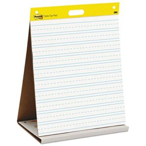 post-it 563prl self stick tabletop easel ruled pad, command strips, 20 x 23, white, 20 shts/pad
