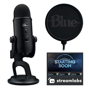 logitech blue yeti game streaming kit with yeti usb gaming, podcast microphone, blue vo!ce software, custom blue pop filter, pc/mac/ps4/ps5