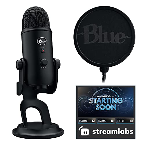 Logitech Blue Yeti Game Streaming Kit with Yeti USB Gaming, Podcast Microphone, Blue VO!CE Software, Custom Blue Pop Filter, PC/Mac/PS4/PS5