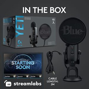 Logitech Blue Yeti Game Streaming Kit with Yeti USB Gaming, Podcast Microphone, Blue VO!CE Software, Custom Blue Pop Filter, PC/Mac/PS4/PS5