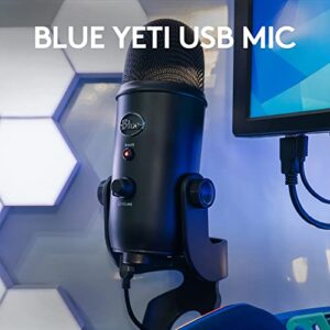 Logitech Blue Yeti Game Streaming Kit with Yeti USB Gaming, Podcast Microphone, Blue VO!CE Software, Custom Blue Pop Filter, PC/Mac/PS4/PS5