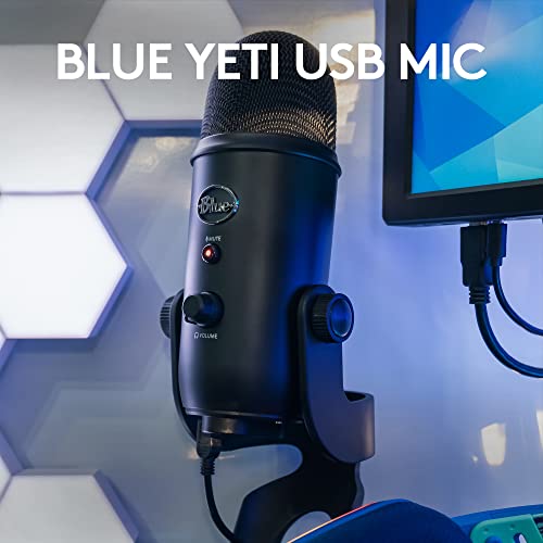 Logitech Blue Yeti Game Streaming Kit with Yeti USB Gaming, Podcast Microphone, Blue VO!CE Software, Custom Blue Pop Filter, PC/Mac/PS4/PS5