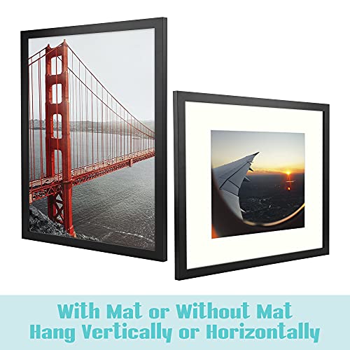 Frametory, 11x14 Picture Frame - Made to Display Pictures 8x10 with Mat or 11x14 Without Mat - Wide Molding - Pre-Installed Wall Mounting Hardware (Black, 1 Pack)