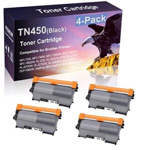 4 pack (black) compatible mfc-7365dn mfc-7460dn laser printer cartridge replacement for brother tn450 tn420 toner cartridge