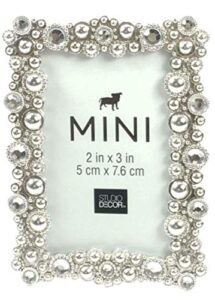 studio decor bejeweled silver tone metal mini picture frame 2 x 3