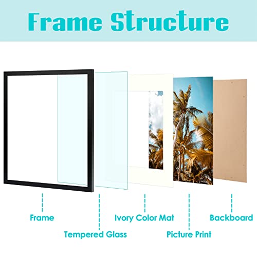 Frametory, 16x20 Picture Frame with Mat for 11x14 Picture- - High Definition Glass Wide Molding - Preinstalled Wall Mounting Hardware (Black, 1 Pack)