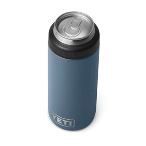 yeti rambler 12 oz. colster slim can insulator for the slim hard seltzer cans, nordic blue