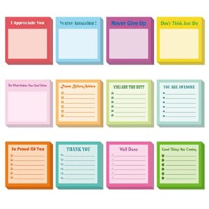 12 inspirational sticky notes fun postit notes funny sticky notes to do list sticky notes appreciation sticky note colorful encouragement pads for reminder work studying home office supplies,3×3 inch