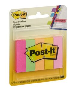 3m 670-5af 1/2″ x 1.75″ post it page markers assorted colors 5 count