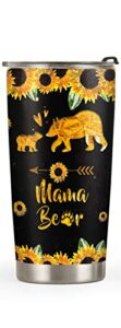 64hydro 20oz mama bear unique birthday gifts for women, wife, mom, daughter, friends, valentines day gifts for her, inspirational gifts mother bear tumbler cup, insulated travel coffee mug with lid