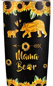 64HYDRO 20oz Mama Bear Unique Birthday Gifts for Women, Wife, Mom, Daughter, Friends, Valentines Day Gifts for Her, Inspirational Gifts Mother Bear Tumbler Cup, Insulated Travel Coffee Mug with Lid