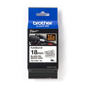 brother tze-fx241 labelling tape cassette, black on white, 18mm (w) x 8m (l), flexible id, brother genuine supplies