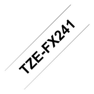Brother TZe-FX241 Labelling Tape Cassette, Black on White, 18mm (W) x 8M (L), Flexible ID, Brother Genuine Supplies