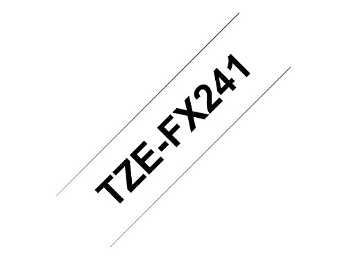 Brother TZe-FX241 Labelling Tape Cassette, Black on White, 18mm (W) x 8M (L), Flexible ID, Brother Genuine Supplies