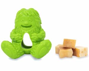 yeti puff and play dog toy interactive nuggets treats dispenser puzzle, fun stimulating chew toy for teething, behavior training, anxiety calming, for light to moderate chewers, green