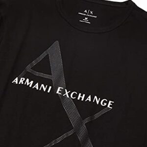 A|X ARMANI EXCHANGE mens Crew Neck Logo Tee T Shirt, Quilted Logo Black, Medium US