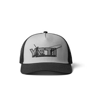 yeti skiff logo snapback trucker hat, gray/black